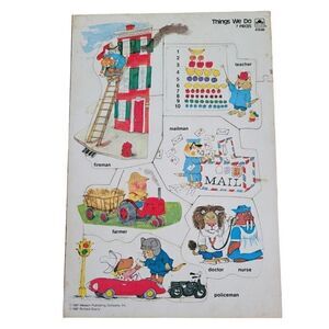 Vintage Richard Scarry Things We Do Golden Book Puzzle Retro 1987 Cartoon